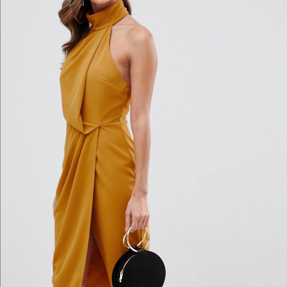 NWT ASOS Design Halter Drape Midi Dress